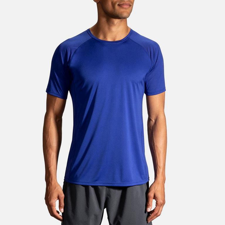 Brooks Stealth Mens Short Sleeve Running Shirt - Blue - Indonesia (OPXA-58163)